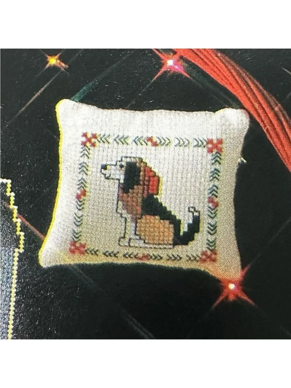 Christmas Tree Counted Cross Stitch, Hand Completed needlework on Aida cloth